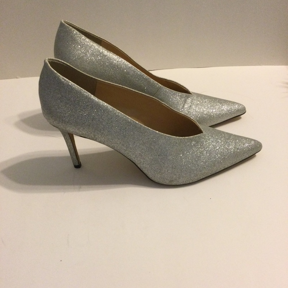 Vince Camuto Womens Silver Glitter Heels Pumps Dressy Wedding Party Size 11 - Picture 7 of 8